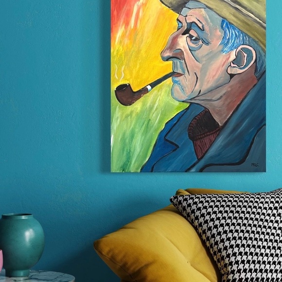 OLD MAN WITH GREEN HAT AND PIPE - Picture 3 of 7